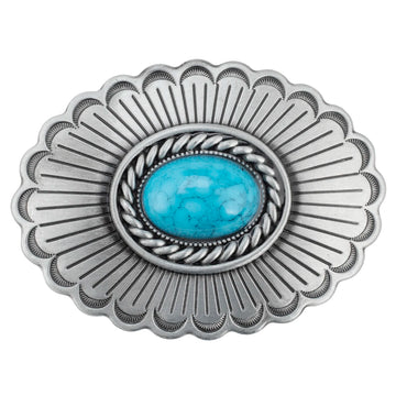 Turquoise Concho Western Belt Buckle
